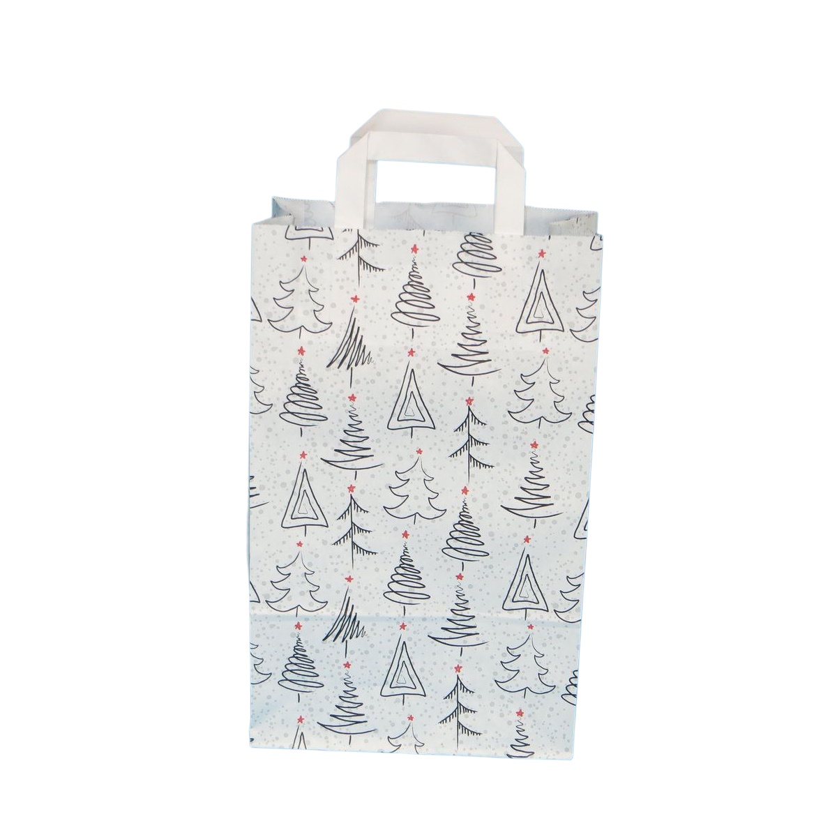 Papiertragetaschen aus Kraftpapier 260+170x250mm Motiv Christmas weiß braun 80 gr
